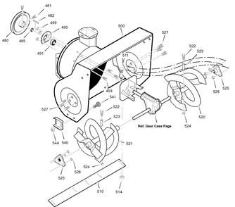 Auger Housing Diagram and Parts List for 624604X43B 2004 Briggs and Stratton Snow Blower